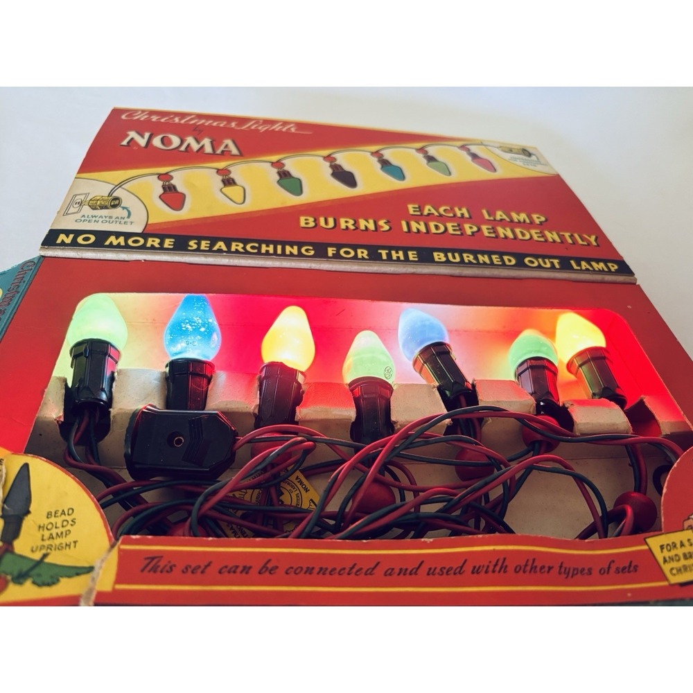 Vintage NOMA Christmas Lights #3010 Original Box MCM Holiday 1930s- 1940s Works